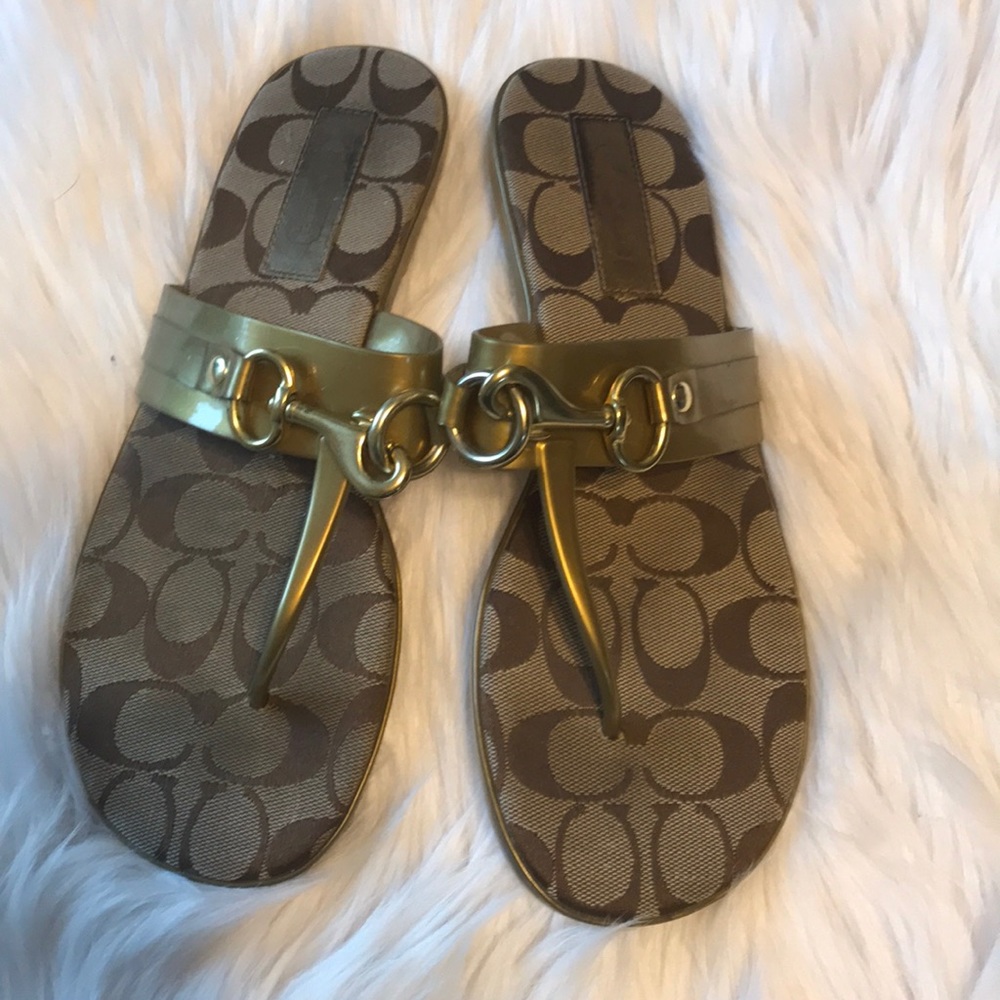 Coach gold sandals, Size 8